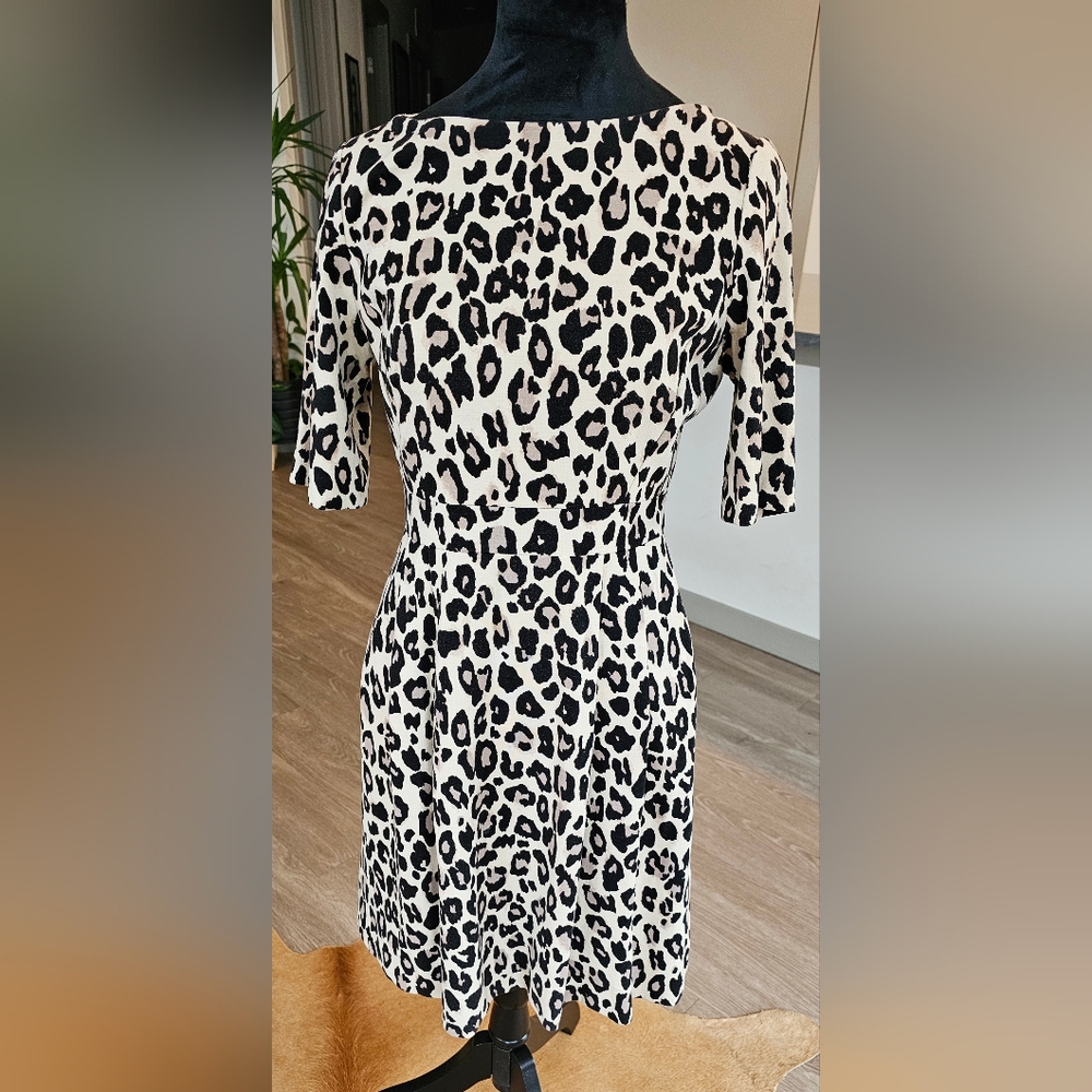 Kate Spade Boat Neck Leopard Print Dress with Pockets, Size 4-6
